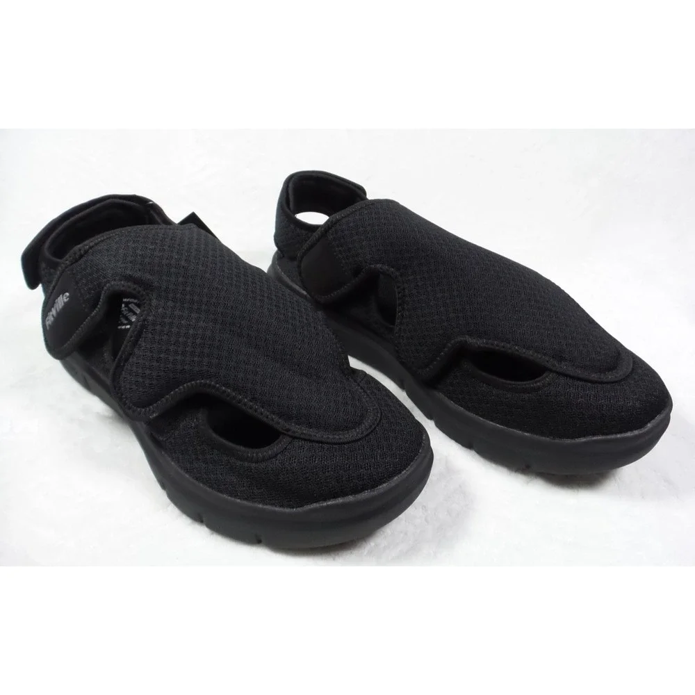 FitVille Shoes Mens Size 12.5 Wide Width Black EasyTop Recovery Sandals NWOB